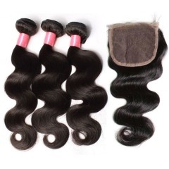 12A 【3PCS+ HD closure】Peruvian Body Wave Unprocessed Virgin Hair With 1PC Thin Lace 4x4 Closure Free Shipping