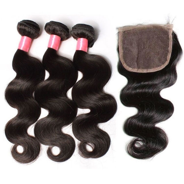 12A 【3PCS+ HD closure】Peruvian Body Wave Unprocessed Virgin Hair With 1PC Thin Lace 4x4 Closure Free Shipping