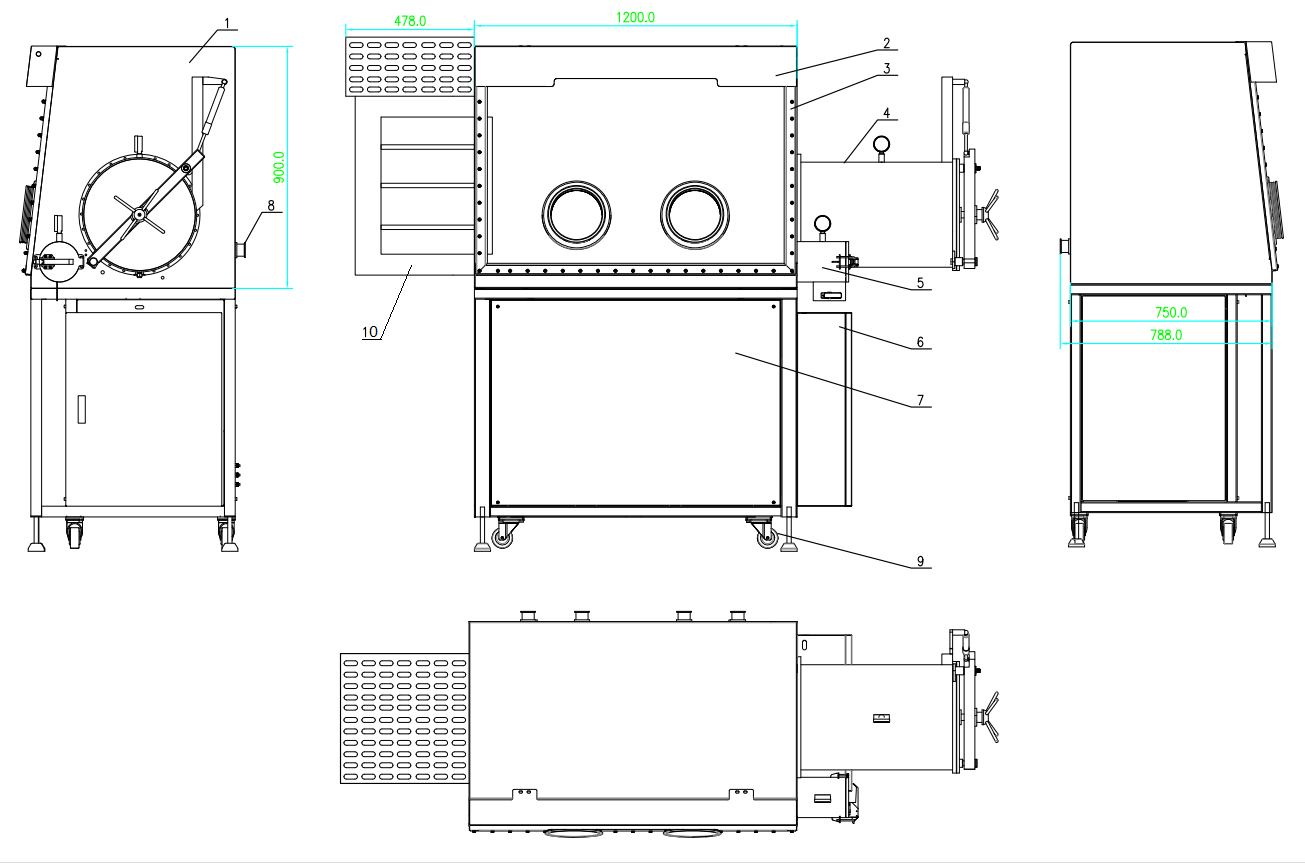 Glove Box with freezer