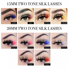 50 PACK TWO TONE SILK LASHES MIXED LENGTHS (20MM & 15MM)(FREE DHL shipping)