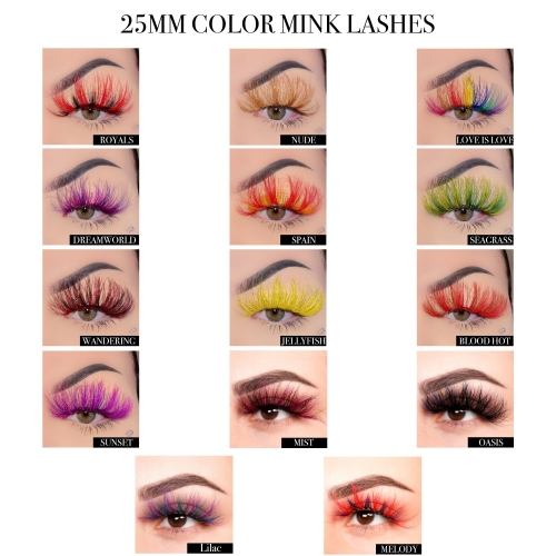 20 PACK MIXED LENGTH COLOR MINK WHOLESALE (25MM 18MM)(FREE DHL shipping)