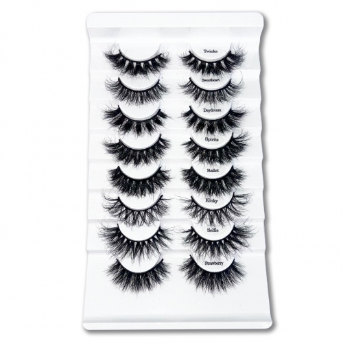 （WHOLESALE）8 PACK 18MM 3D MINK LASHES （WHITE TRAY+CLEAR COVER:NO LOGO）(FREE DHL shipping)