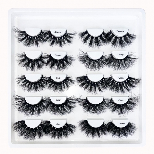 （WHOLESALE）10 PACK 25MM 3D MINK LASHES （WHITE TRAY+CLEAR COVER:NO LOGO）(FREE DHL shipping)