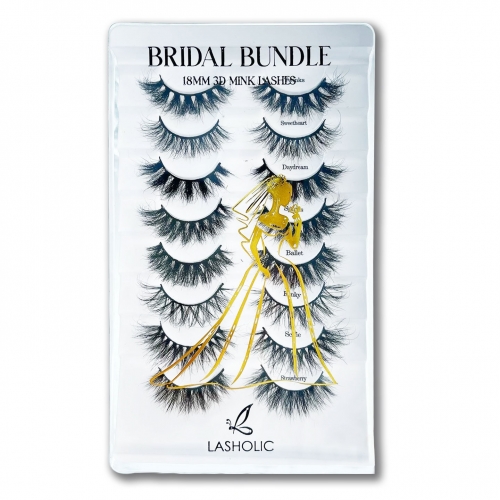 8 PACK 18MM 3D MINK LASHES（BRIDAL BUNDLE）