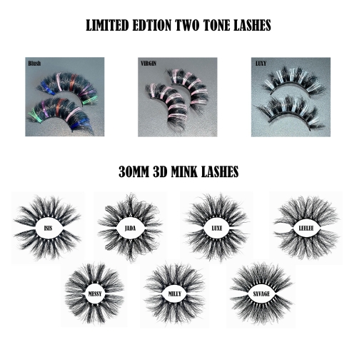 20 PACK MIXED LENGTH MINK WHOLESALE (30MM MINK,LIMITED EDTION TWO TONE LASHES)