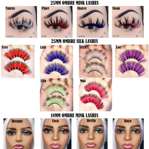 30 Pack Ombré Lashew Wholesale (25MM OMBRE MINK AND SILK LASHES)(FREE DHL shipping)