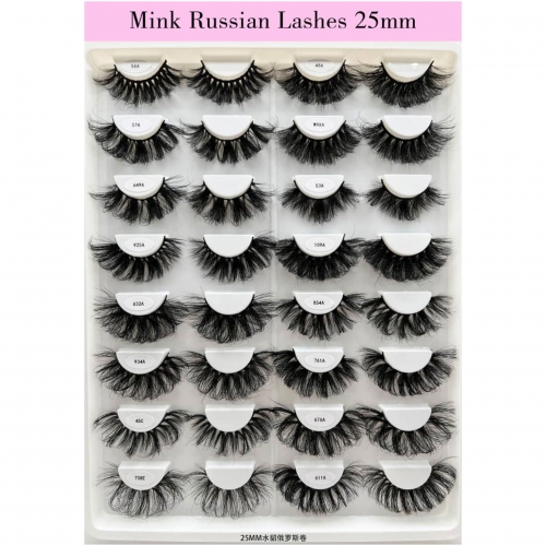 100 Pack 25MM Russian Curl 3D Mink Lashes
