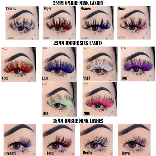 20 Pack Ombré Lashes Wholesale（25MM OMBRE MINK AND SILK LASHES）(FREE DHL shipping)