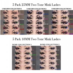 20 SETS 5 PACK TWO TONE LASHES WHOLESALE (18MM,25MM)(FREE DHL shipping)