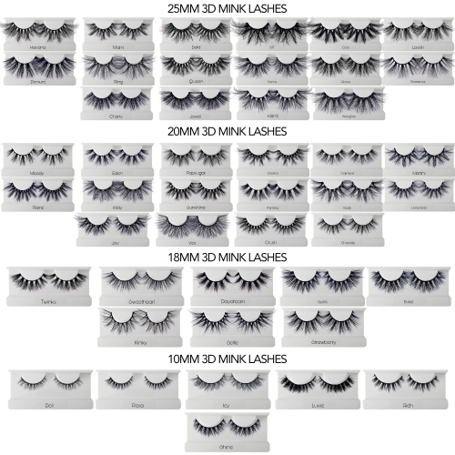20 PACK MIXED LENGTH MINK LASH WHOLESALE (25MM 20MM 18MM)(FREE DHL shipping)