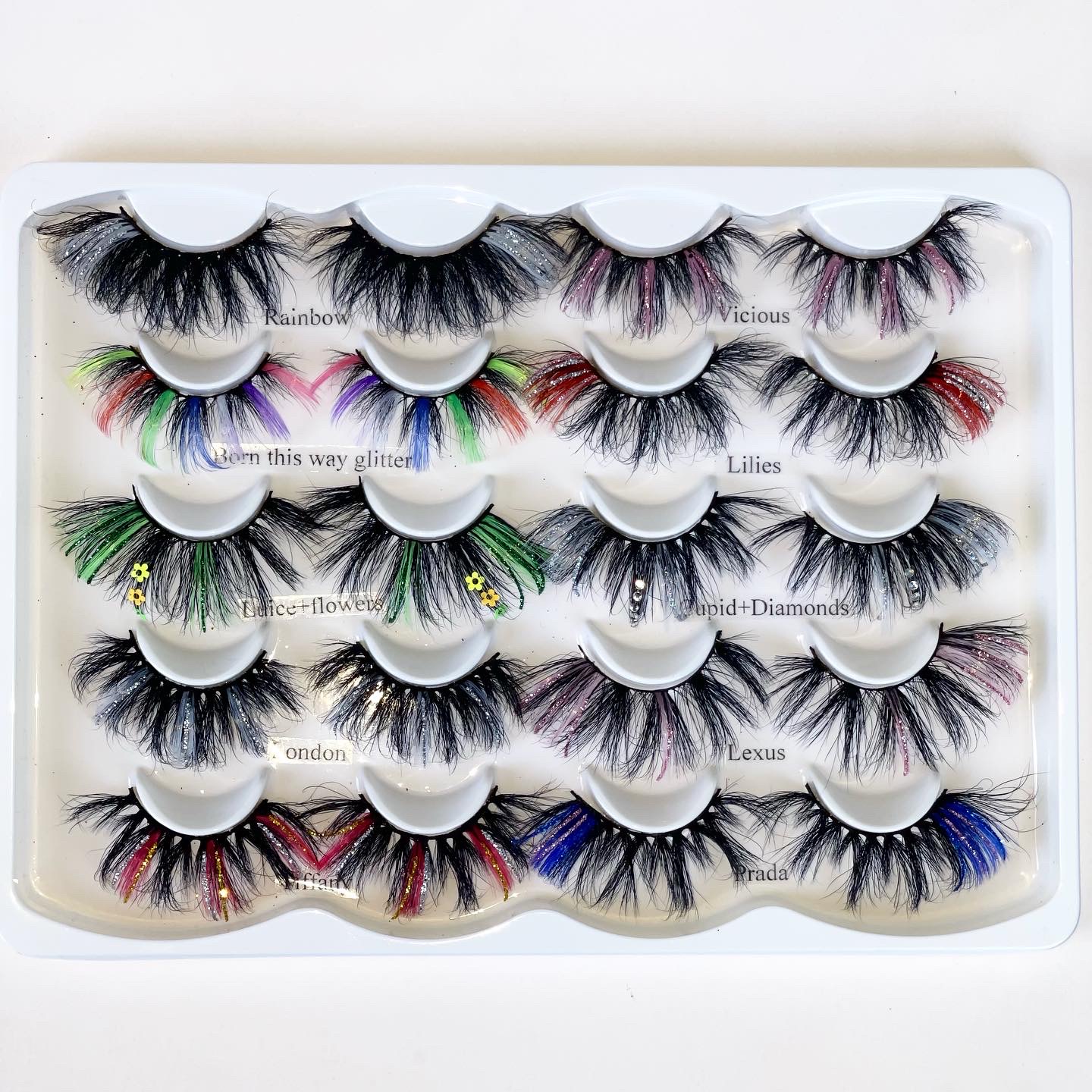 10 PACK 25MM GLITTER MINK LASHES