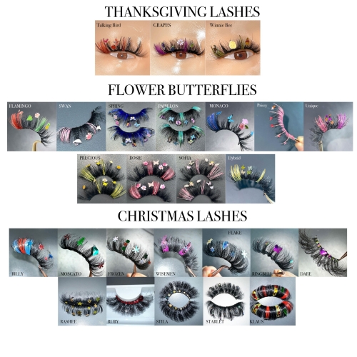 30 PACK Valentines/Flower/Butterfly/Christmas/Halloween Lashes WHOLESALE(FREE DHL shipping)