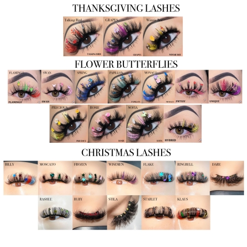 30 PACK Valentines/Flower/Butterfly/Christmas/Halloween Lashes WHOLESALE(FREE DHL shipping)