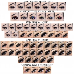 100 PACK RUSSIAN LASHES，TWO TONE RUSSIAN，GLITTER RUSSIAN LASHES(FREE DHL shipping)