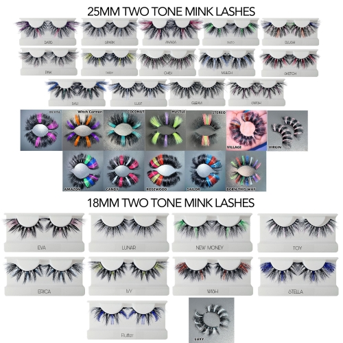 50 PACK TWO TONE MINK  WHOLESALE（25MM 18MM）(FREE DHL shipping)