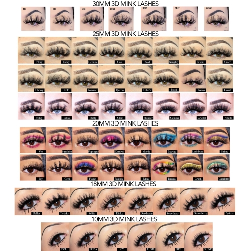 50 PACK MIXED LENGTH MINK LASH WHOLESALE (25MM 20MM 18MM)(FREE DHL shipping)