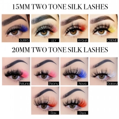 200 PACK TWO TONE SILK LASHES MIXED LENGTHS (20MM & 15MM)(FREE DHL shipping)
