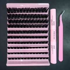 W01 DIY Cluster Lashes 10 rows 130 clusters D Curl KIT