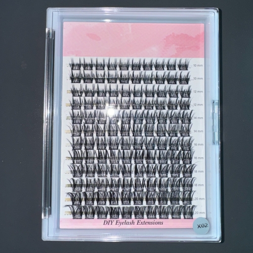 X02 DIY Cluster Lashes 10mm-20mm mixed length (100 pieces D curl)