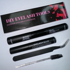 DIY Lash Accessory BLACK Set (1 Glue Bond/Seal 1 Remover 1 Tweezer 1 Brush)