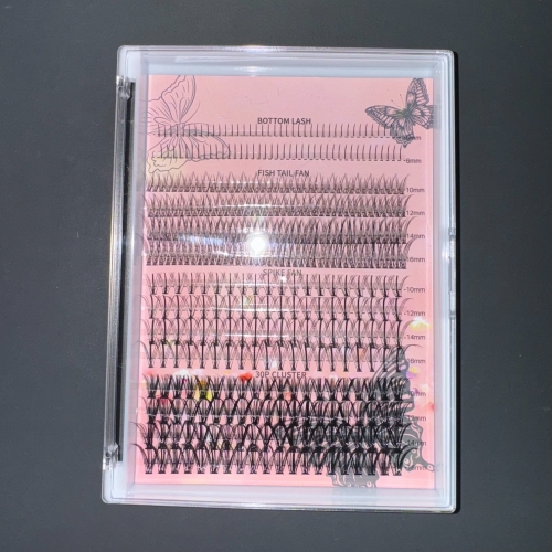 A001 DIY Cluster Lashes 4 into 1 (30p,Spike Lashes,Fishtail Lashes,Bottom Lashes )