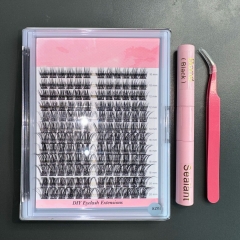 XZ02 DIY Cluster Lashes 10mm-20mm mixed lengths, 120 clusters, D curl