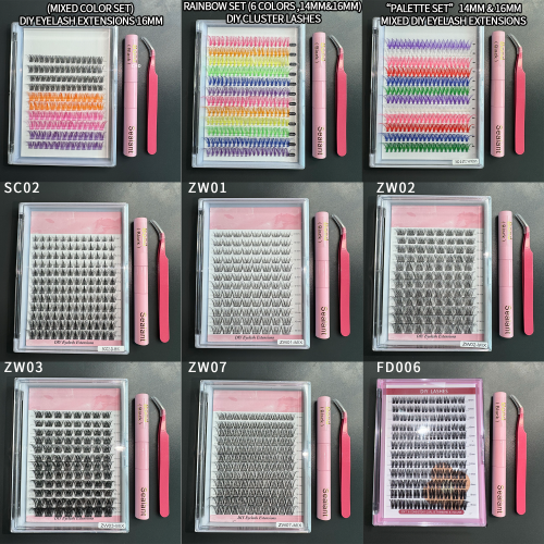 50 Pack DIY Cluster Lash Set (Each set including :1 DIY Cluster lashes,1 Glue Bond/Seal,1 Tweezer)