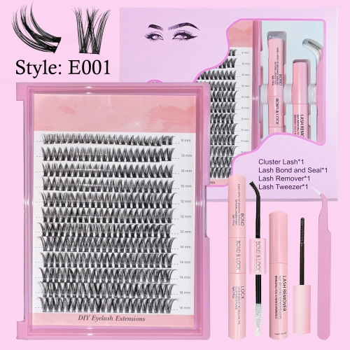 E001 DIY Cluster Lashes (D curl ,8mm-16mm, 120 clusters)