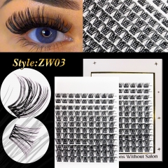 ZW03 DIY Cluster Lashes D curl (10mm-20mm) Home Lash Extension White