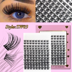 ZW03 DIY Cluster Lashes D curl (10mm-20mm) Home Lash Extension Pink