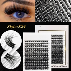 X24 DIY Cluster Lashes D curl (10mm-20mm) Home Lash Extension White