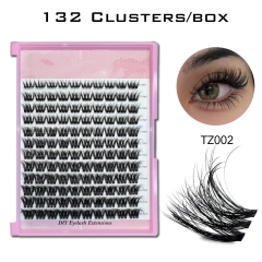 TZ002 Invisible Band DIY Cluster Lashes (132 clusters) D curl