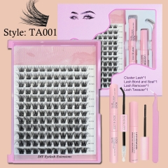 TA001 Invisible Band DIY Cluster Lashes (8mm-16mm mixed) D curl