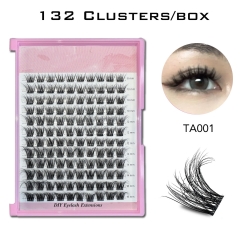 TA001 Invisible Band DIY Cluster Lashes (132 clusters) D curl