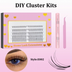 E002 Spike DIY Cluster Lashes (8mm-16mm) D curl KIT Pink