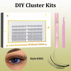 E002 Spike DIY Cluster Lashes (8mm-16mm) D curl KIT White