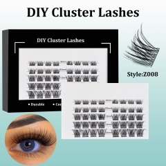 Z008 DIY Cluster Lashes (8-16MM) D curl 60 Clusters Black