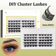 ZW03 DIY Cluster Lashes (12-20MM) D curl 50 Clusters White