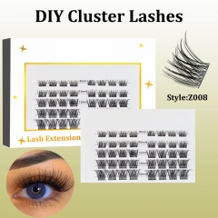 Z008 DIY Cluster Lashes (8-16MM) D curl 60 Clusters White
