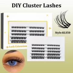 KLS50 DIY Cluster Lashes (8-16MM) D curl 60 Clusters White