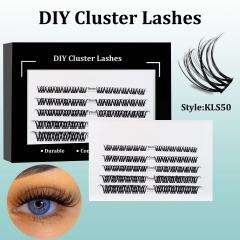 KLS50 DIY Cluster Lashes (8-16MM) D curl 60 Clusters Black
