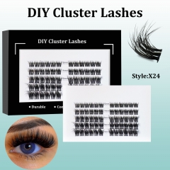 X24 DIY Cluster Lashes (12-20MM) D curl 50 Clusters Black