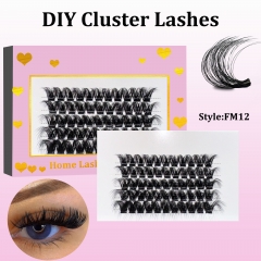 FM12 Mega Volume DIY Cluster Lashes (16-20MM) 3D curl, 60 Clusters Pink
