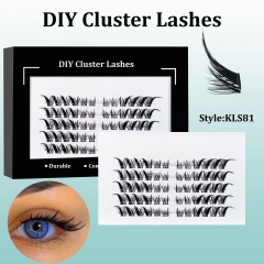 KLS81 Foxy eye DIY Cluster Lashes C curl Black