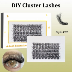 V02 DIY Cluster Lashes (16-24MM) 3D curl ,45 Clusters White