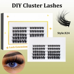 X24 DIY Cluster Lashes (12-20MM) D curl 50 Clusters White