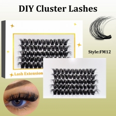 FM12 Mega Volume DIY Cluster Lashes (16-20MM) 3D curl, 60 Clusters White