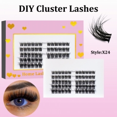 X24 DIY Cluster Lashes (12-20MM) D curl 50 Clusters Pink