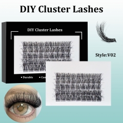 V02 DIY Cluster Lashes (16-24MM) 3D curl ,45 Clusters Black