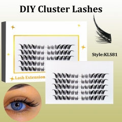KLS81 Foxy eye DIY Cluster Lashes C curl White